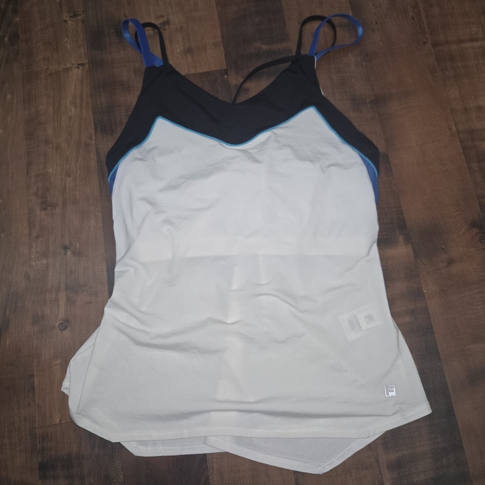 NWT FILA Celestial Point Tennis Pickleball Tank - White/Black/Blue - Size M